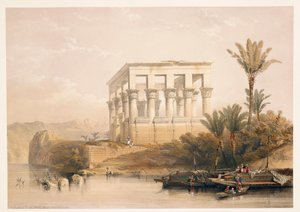 Egypt, The Temple of Philae kjent som "Faraos seng", gravering basert på en tegning av David Roberts fra "Egypt and Nubia"
