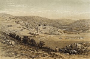 Generelt syn på Nasaret (farge litho) av David (after) Roberts