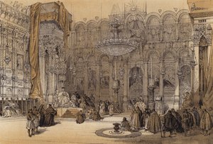 Den hellige gravs greske kirke (farge litho) av David (after) Roberts