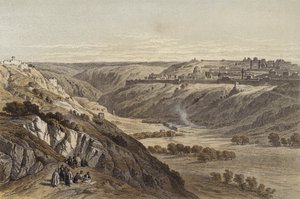 Jerusalem fra Oljeberget (farge litho) av David (after) Roberts