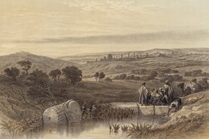 Jerusalem fra nord (farge litho) av David (after) Roberts