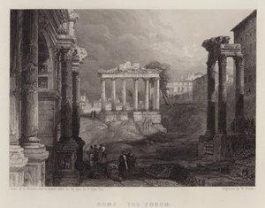 Roma, forumet (farge litho) av David (after) Roberts