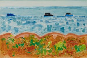 Cars and Saltbush, Australia (akvarell)