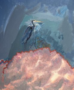 Great Blue Heron (olje på lerret)