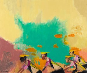 The Cyclists, ca. 1997-98 (olje på lerret) av David Alan Redpath Michie