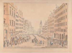 Utsikt over High Street i Edinburgh og kommissæren av David Allan