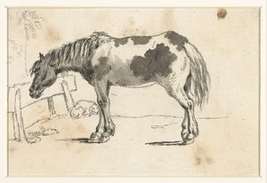 Stående hest og en liggende hund av David Alphonse de Sandoz Rollin