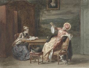 To unge kvinner ved et bord av David Bles