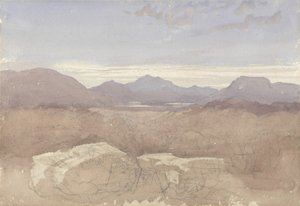 A Mountainous View, Nord-Wales, ca. 1818 (w/c & grafitt på papir) av David Cox
