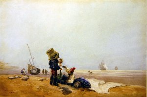 Fiskere ved bredden av David Cox