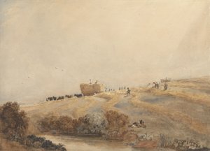 Høyproduksjon, ca. 1808 (w/c med kroppsfarge over grafitt på papir) av David Cox