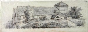 Llanfair Church, Nord-Wales, ca. 1813 av David Cox