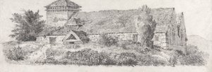 Llanfair Church, North Wales for A Treatise on Landscape Painting and Effect in Water Colors av David Cox