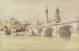 London Bridge, 1831 (wc med kroppsfarge over grafitt på papir) av David Cox