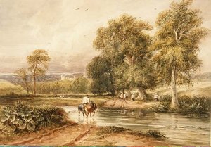 No.1789 Retur fra Hayfield, med en fjern utsikt over Haddon Hall (akvarell på papir) av David Cox