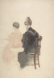 En pianoleksjon, 1800-1859. av David Cox the elder
