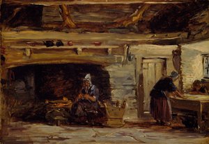 Hytteinteriør, Trossavon nær Bettws-y-Coed, 1844-1847. av David Cox the elder