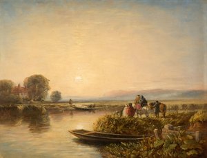 Waiting For The Ferry - Morning, 1851. av David Cox the elder