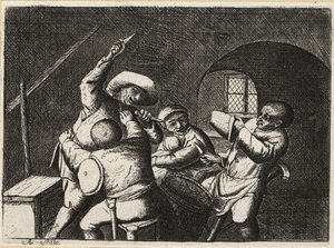 Nederlandsk bonde med to dolker angriper en annen kortspiller i en av David Deuchar