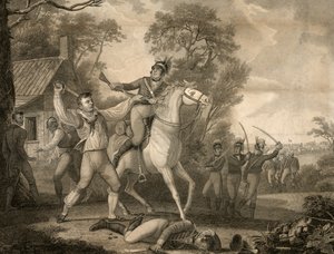 Peter Franciscos galante action med Nine of Tarletons Cavalry i sikte av en Troop of Four Hundred Men, pub. 1814