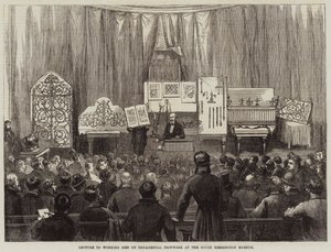 Foredrag til arbeidere om dekorativt jernarbeid ved South Kensington Museum av David Henry Friston