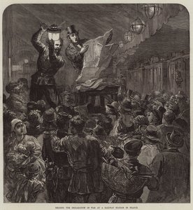 Leser krigserklæringen på en jernbanestasjon i Frankrike av David Henry Friston
