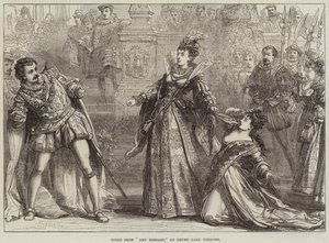 Scene fra Amy Robsart, på Drury Lane Theatre av David Henry Friston