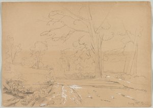 Landskap med mannfiske, Conway, New Hampshire, 1851. av David Johnson