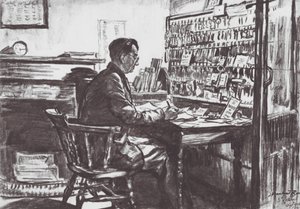 Oxford: En College Porter (lito) av David Muirhead (after) Bone