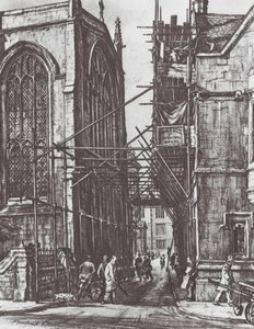 Oxford: Catte Street (litografi) av David Muirhead (after) Bone