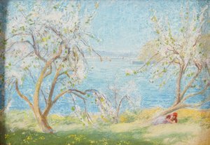 Vårsolskinn (olje om bord) av David Murray