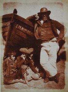 A Newhaven Fisherman and Boys, ca. 1843-47 (saltpapirtrykk fra kalorinegativ) av David Octavius and Adamson Robert Hill