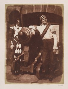 Artilleryman and Highlander, Edinburgh Castle (saltpapirtrykk fra kalorinegativ) av David Octavius Hill