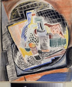 Kubistisk stilleben - Verk av David Petrovich Sterenberg (1881-1948), pastell på papir