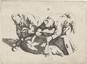 Menn med en slaktet gris