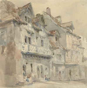 Hus i Dieppe av David Roberts (attributed to)