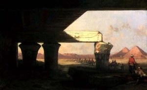 Egyptisk landskap med en fjern utsikt over pyramidene av David Roberts