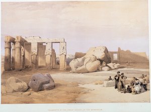 Fragmenter av de store kolossene, ved Memnonium, i "The Holy Land", London 1849 av David Roberts