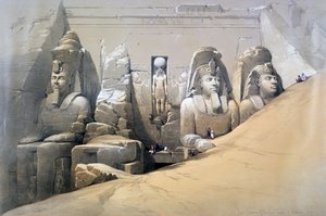 Forhøyning av det store tempelet til Abu Simbel, Nubia, 1800-tallet av David Roberts