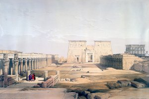 Grand Approach to the Temple of Philae, Nubia, 1800-tallet av David Roberts