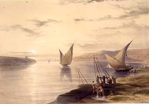 Hager Setsilis, fra "Egypt and Nubia", Vol.1 (litho) av David Roberts