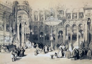 Interiør av Den hellige gravs kirke, Jerusalem av David Roberts