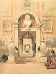 Interiør i Thirlestaine House, Cheltenham (wc på papir) av David Roberts