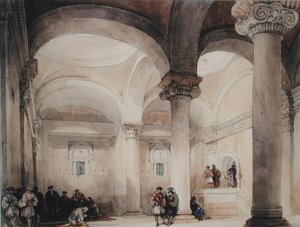 Interiør i en moske, ca. 1835 (akvarell på papir) av David Roberts