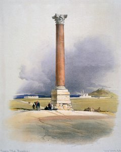 Pompeys-søylen, Alexandria, 1800-tallet av David Roberts