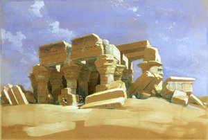 Portiko til tempelet til Kom Ombo, Øvre Egypt, 1838 (wc på papir)