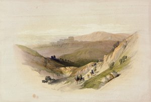 Ruinene av Semua, 16. mars 1839 fra bind 1 av 'Det hellige land'; gravert av Louis Haghe (1806-85) utgitt i London, 1842 av David Roberts