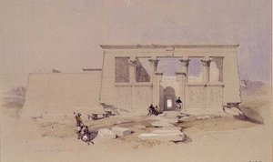 Tempel ved Wady Dabod, Nubia 1849 av David Roberts