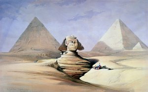 Den store sfinksen og pyramidene i Giza, 1838-1839 av David Roberts