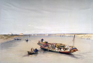 Nilen ser mot pyramidene i Dahshur og Saqqarah, 1800-tallet av David Roberts